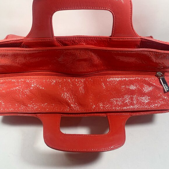 HOBO International Peach Patent Leather Quilted Clutch Tote Handbag - Picture 4 of 8